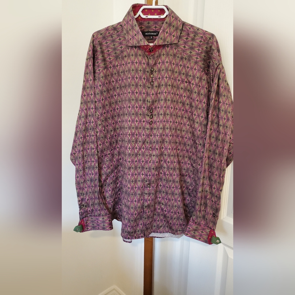 BOGOSSE patterned mens shirt size 7/xxl